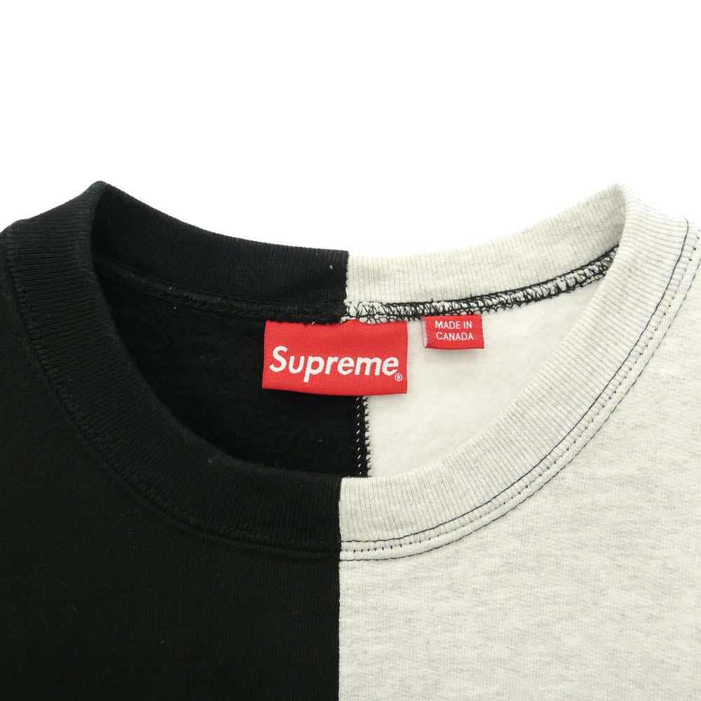 Supreme シュプリーム 18AW Split Crewneck Sweatshirt スプリット ロゴ クルーネック プルオーバー スウェットシャツ トレーナー ブラック系 オフホワイト系 M【中古】