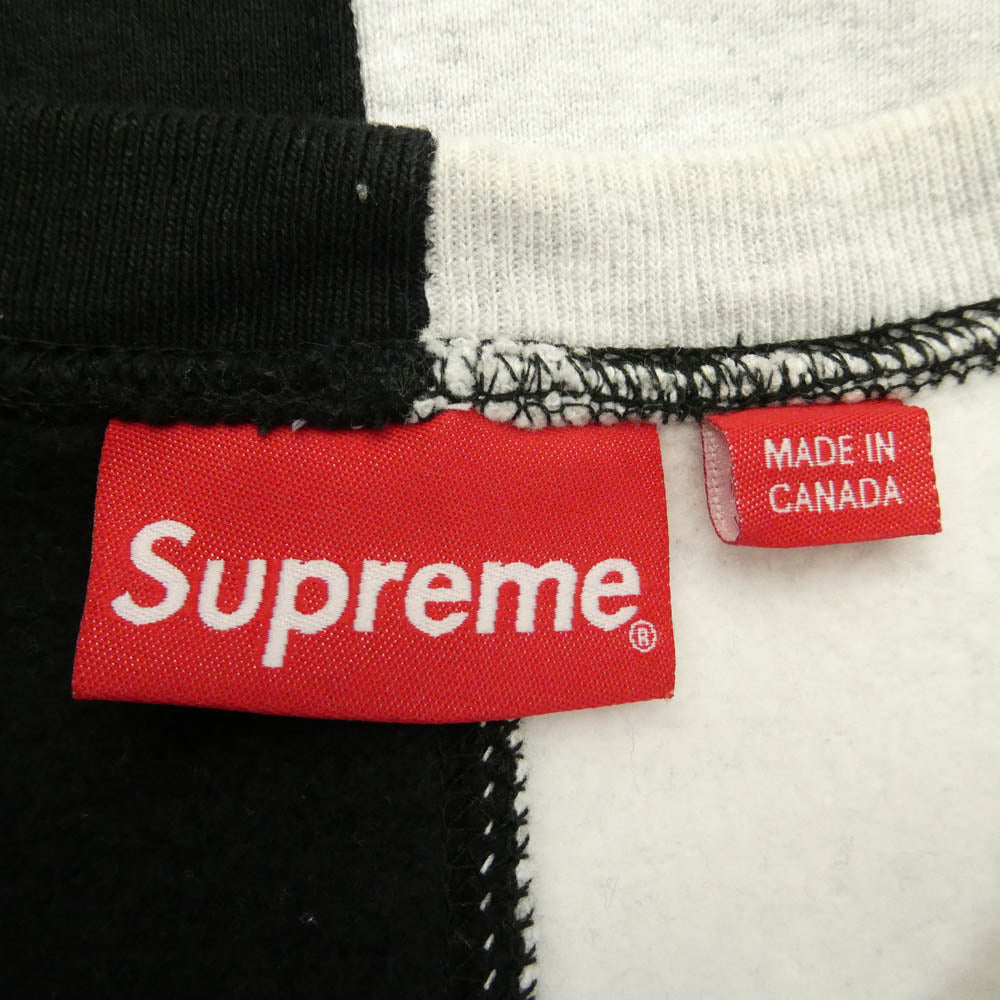 Supreme シュプリーム 18AW Split Crewneck Sweatshirt スプリット ロゴ クルーネック プルオーバー スウェットシャツ トレーナー ブラック系 オフホワイト系 M【中古】