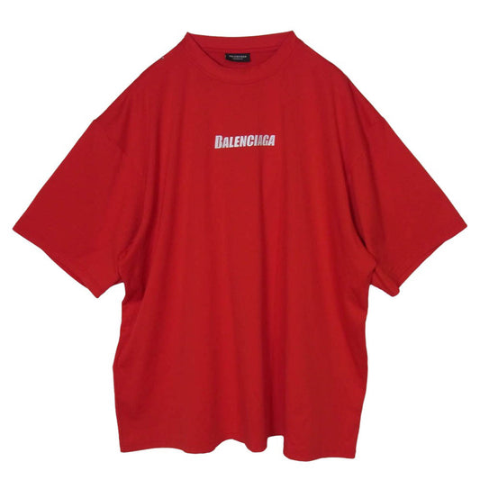 BALENCIAGA バレンシアガ 23SS 657027 4B8B5 SWIMWEAR MESH スイムウェア メッシュ ロゴ 半袖 Tシャツ カットソー レッド系 L【中古】