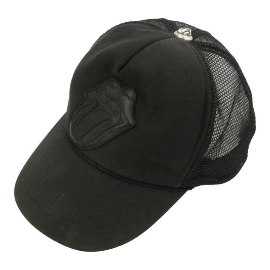 CHROME HEARTS クロムハーツ（原本無） The Rolling Stones Lip And Tongue Mesh Cap ローリングストーンズ OLD オールド リップ&タン クロスボールボタン メッシュ トラッカーキャップ 帽子 ブラック系【中古】