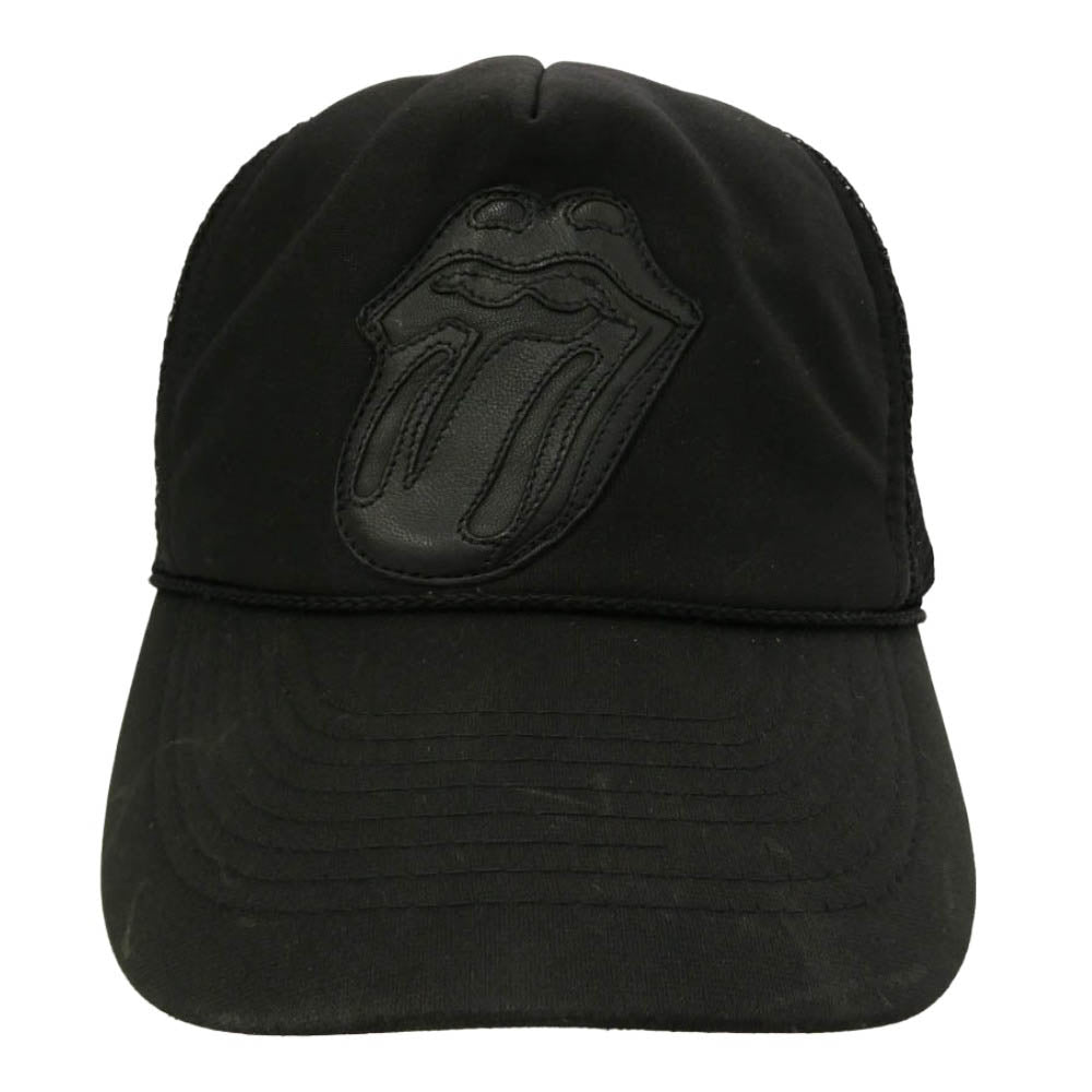 CHROME HEARTS クロムハーツ（原本無） The Rolling Stones Lip And Tongue Mesh Cap ローリングストーンズ OLD オールド リップ&タン クロスボールボタン メッシュ トラッカーキャップ 帽子 ブラック系【中古】