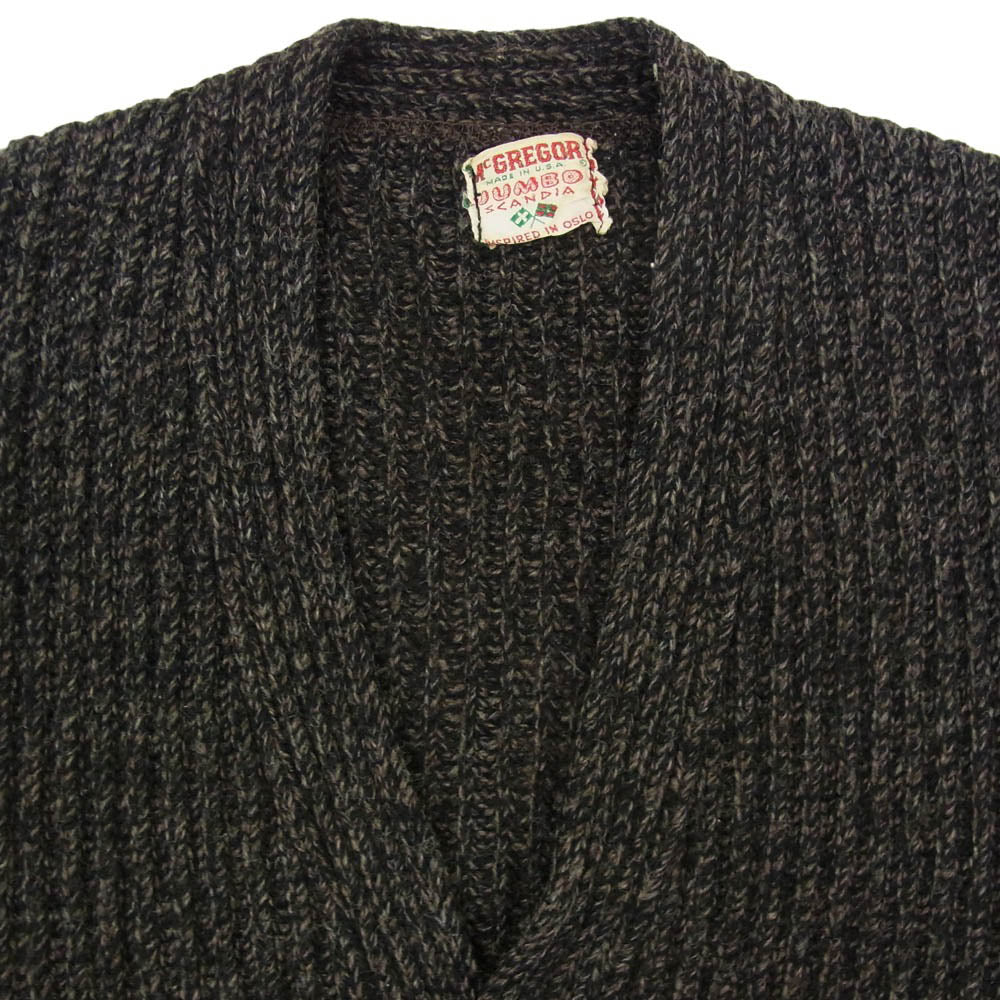 McGregor マックレガー 60s USA製 ウール ニット カーディガン ブラック系 ブラウン系【中古】