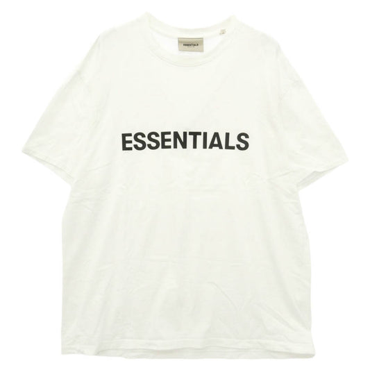 FEAR OF GOD フィアオブゴッド ESSENTIALS エッセンシャルズ ラバーロゴ 半袖 Tシャツ ホワイト系 M【中古】