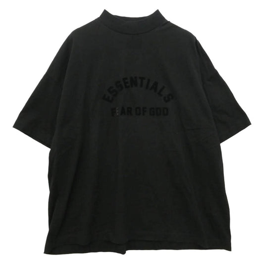 FEAR OF GOD フィアオブゴッド ESSENTIALS エッセンシャルズ アーチロゴ モックネック 半袖 Tシャツ ブラック系 M【中古】