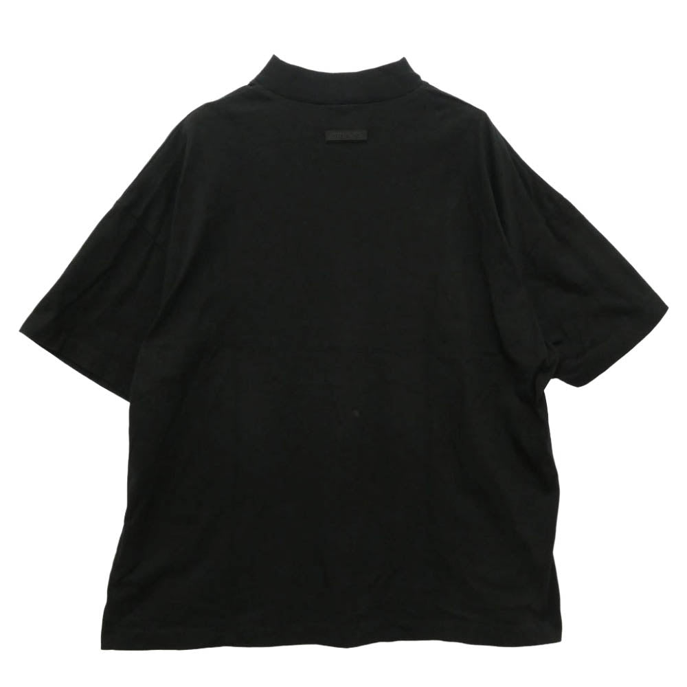 FEAR OF GOD フィアオブゴッド ESSENTIALS エッセンシャルズ アーチロゴ モックネック 半袖 Tシャツ ブラック系 M【中古】