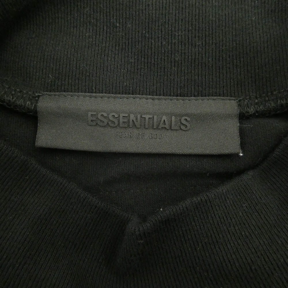 FEAR OF GOD フィアオブゴッド ESSENTIALS エッセンシャルズ アーチロゴ モックネック 半袖 Tシャツ ブラック系 M【中古】