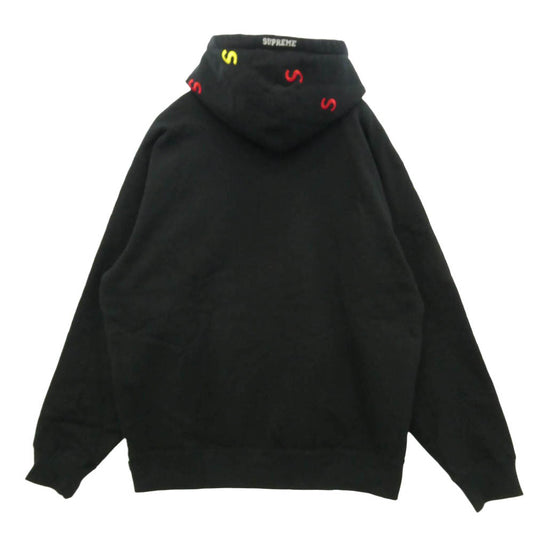 Supreme シュプリーム 21SS Embroidered S Sweatshirt ロゴ刺繍 プルオーバー フーディー スウェット パーカー ブラック系 M【中古】