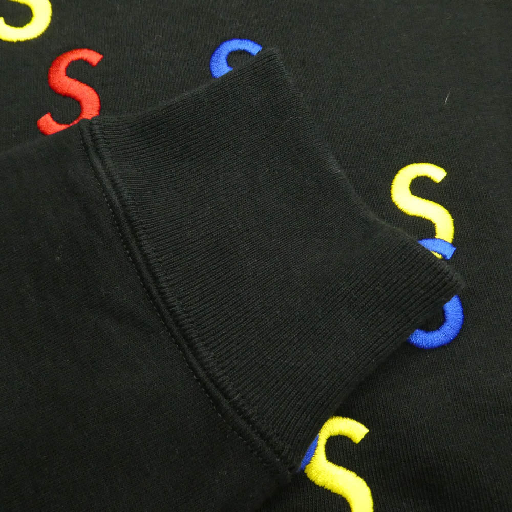 Supreme シュプリーム 21SS Embroidered S Sweatshirt ロゴ刺繍 プルオーバー フーディー スウェット パーカー ブラック系 M【中古】
