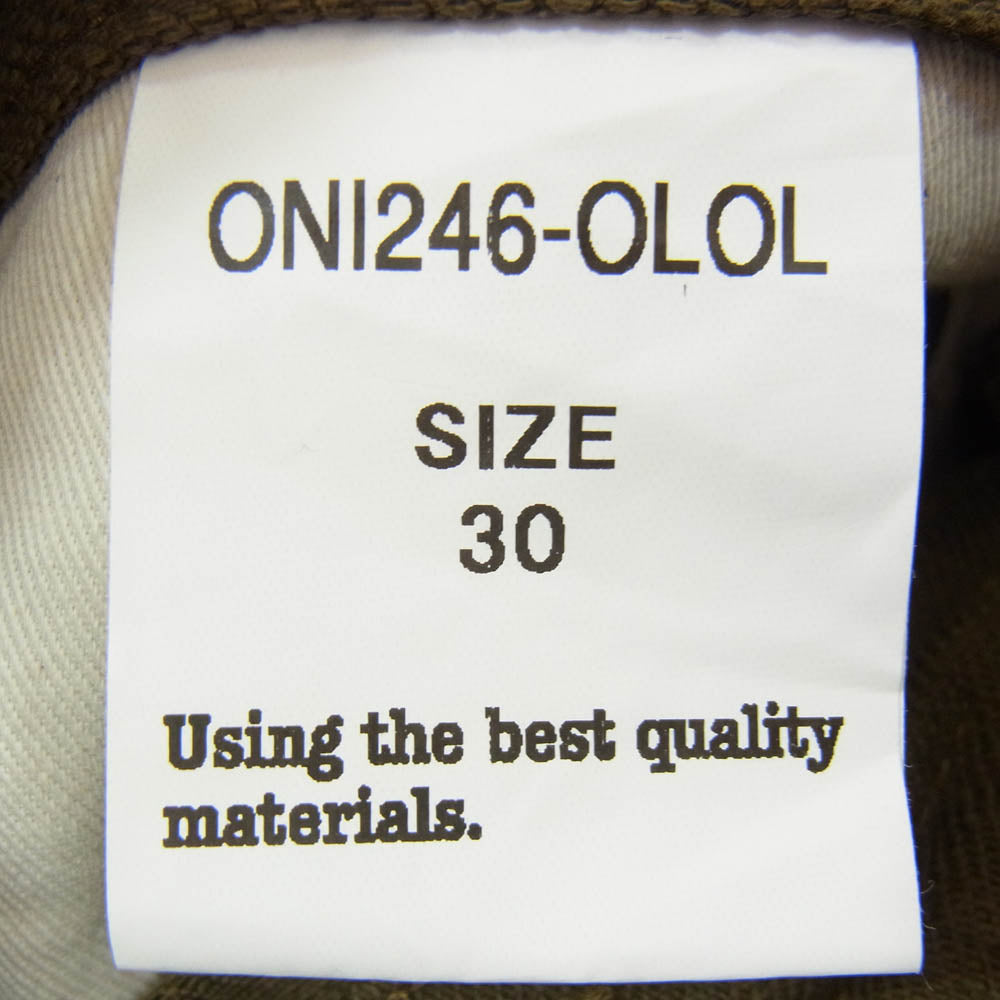 ONI DENIM 鬼デニム ONI246-OLOL ニートストレート 12oz オリーブ×オリーブ セルヴィッジ デニム パンツ ジーンズ W30 カーキ系 30【極上美品】【中古】