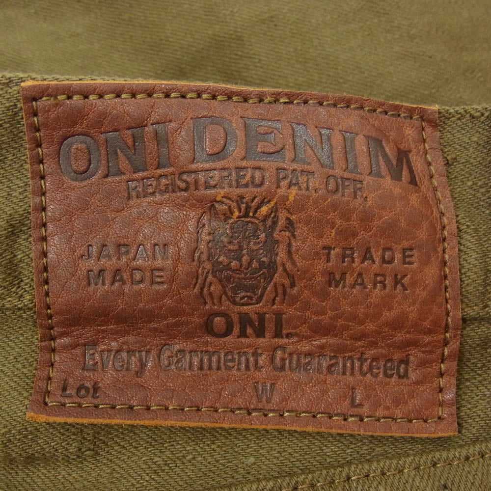 ONI DENIM 鬼デニム ONI246-OLOL ニートストレート 12oz オリーブ×オリーブ セルヴィッジ デニム パンツ ジーンズ カーキ系 31【極上美品】【中古】