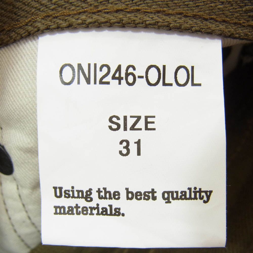 ONI DENIM 鬼デニム ONI246-OLOL ニートストレート 12oz オリーブ×オリーブ セルヴィッジ デニム パンツ ジーンズ カーキ系 31【極上美品】【中古】
