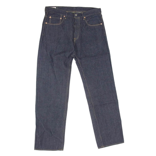 ONI DENIM 鬼デニム ONI266-HJS 12oz 針抜きジャガード ストライプ リラックス ストレート ジーンズ ボタンフライ デニム パンツ インディゴブルー系 34【極上美品】【中古】