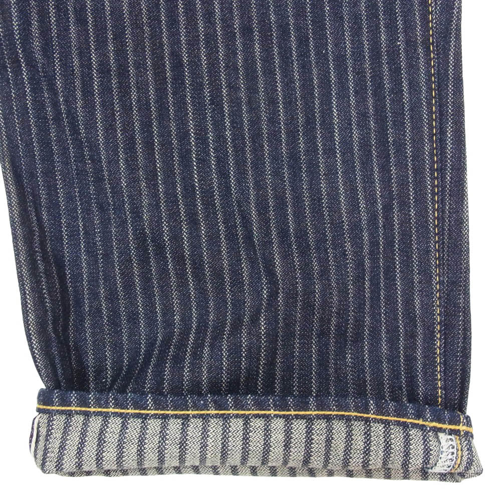 ONI DENIM 鬼デニム ONI266-HJS 12oz 針抜きジャガード ストライプ リラックス ストレート ジーンズ ボタンフライ デニム パンツ インディゴブルー系 34【極上美品】【中古】