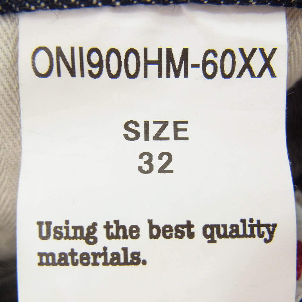 ONI DENIM 鬼デニム ONI900HM-60XX 12oz ハンドメイド ジーンズ ワイドストレート デニム パンツ W32 インディゴブルー系 32【極上美品】【中古】