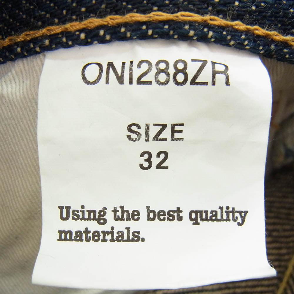 ONI DENIM 鬼デニム ONI288ZR 20oz シークレット デニム パンツ レギュラーストレート W32 インディゴブルー系 32【極上美品】【中古】