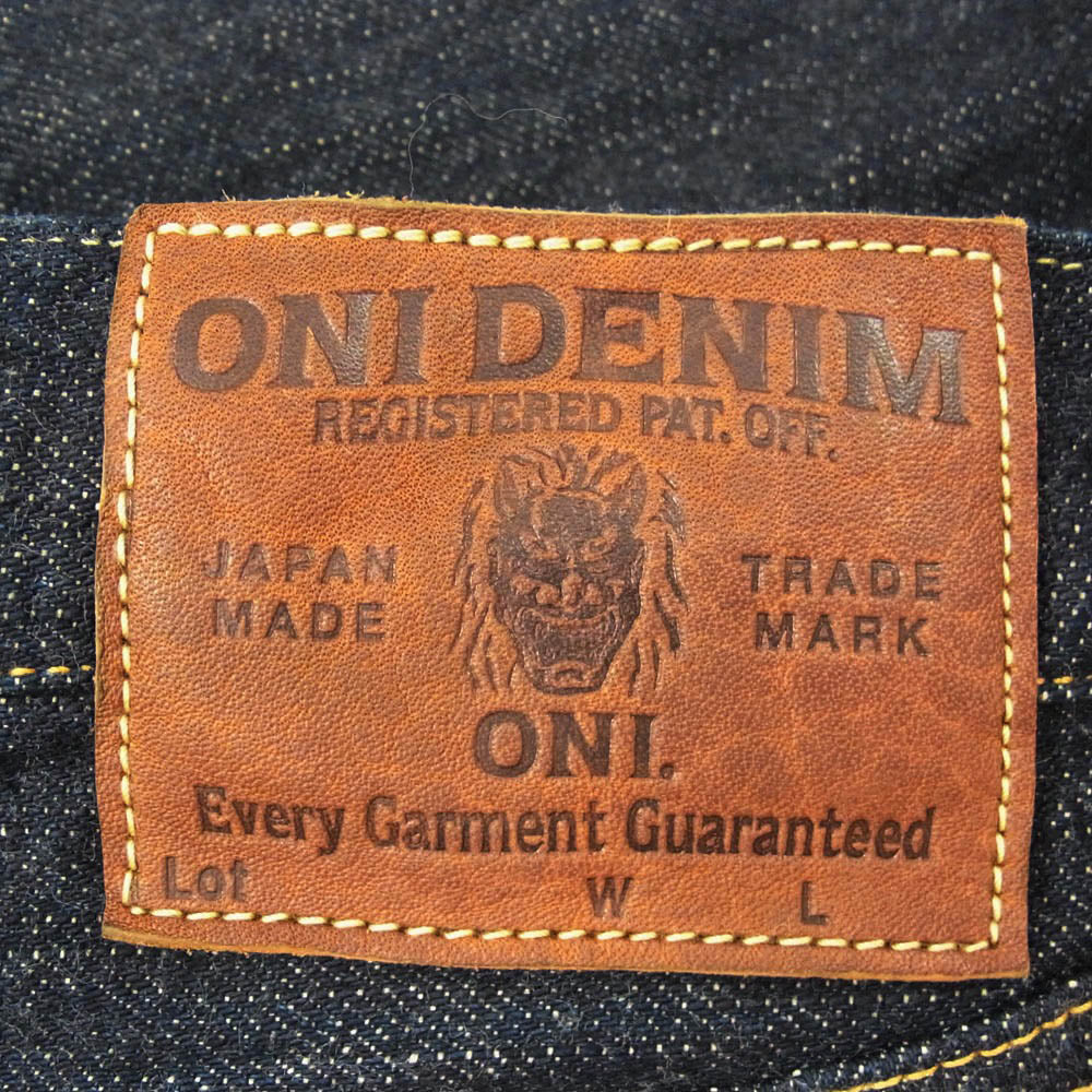 ONI DENIM 鬼デニム ONI622-GC15 15oz グリーンキャスト デニム パンツ ジーンズ リラックステーパード インディゴブルー系 34【極上美品】【中古】