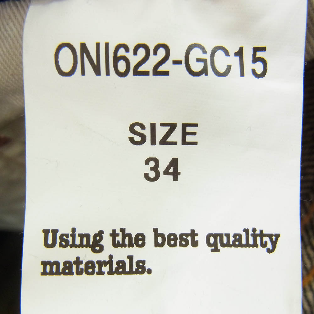 ONI DENIM 鬼デニム ONI622-GC15 15oz グリーンキャスト デニム パンツ ジーンズ リラックステーパード インディゴブルー系 34【極上美品】【中古】