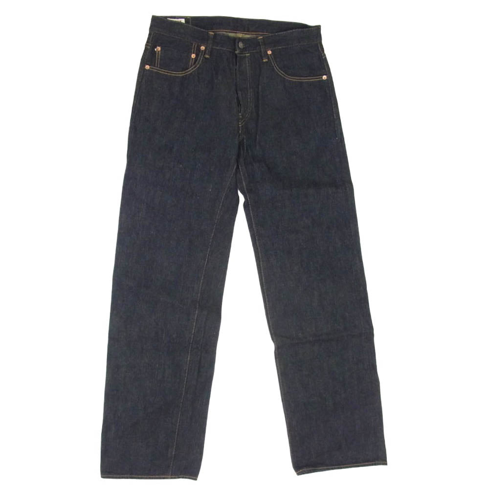 ONI DENIM 鬼デニム ONI200-GC15 15oz グリーン キャスト デニム ワイド ストレート ジーンズ ボタンフライ デニムパンツ W33 インディゴブルー系 33【極上美品】【中古】
