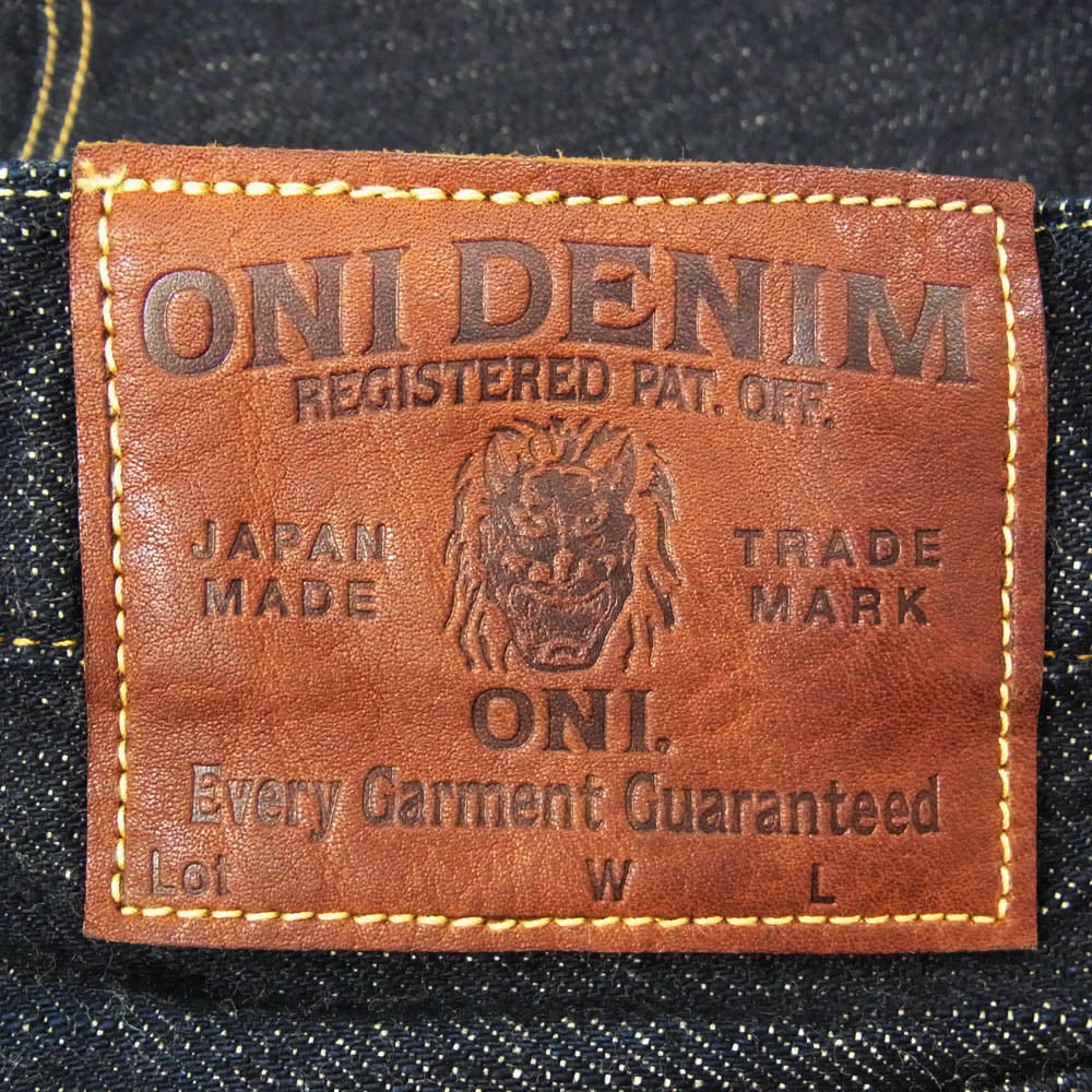 ONI DENIM 鬼デニム ONI200-GC15 15oz グリーン キャスト デニム ワイド ストレート ジーンズ ボタンフライ デニムパンツ インディゴブルー系 31【極上美品】【中古】