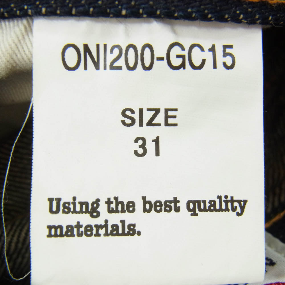 ONI DENIM 鬼デニム ONI200-GC15 15oz グリーン キャスト デニム ワイド ストレート ジーンズ ボタンフライ デニムパンツ インディゴブルー系 31【極上美品】【中古】