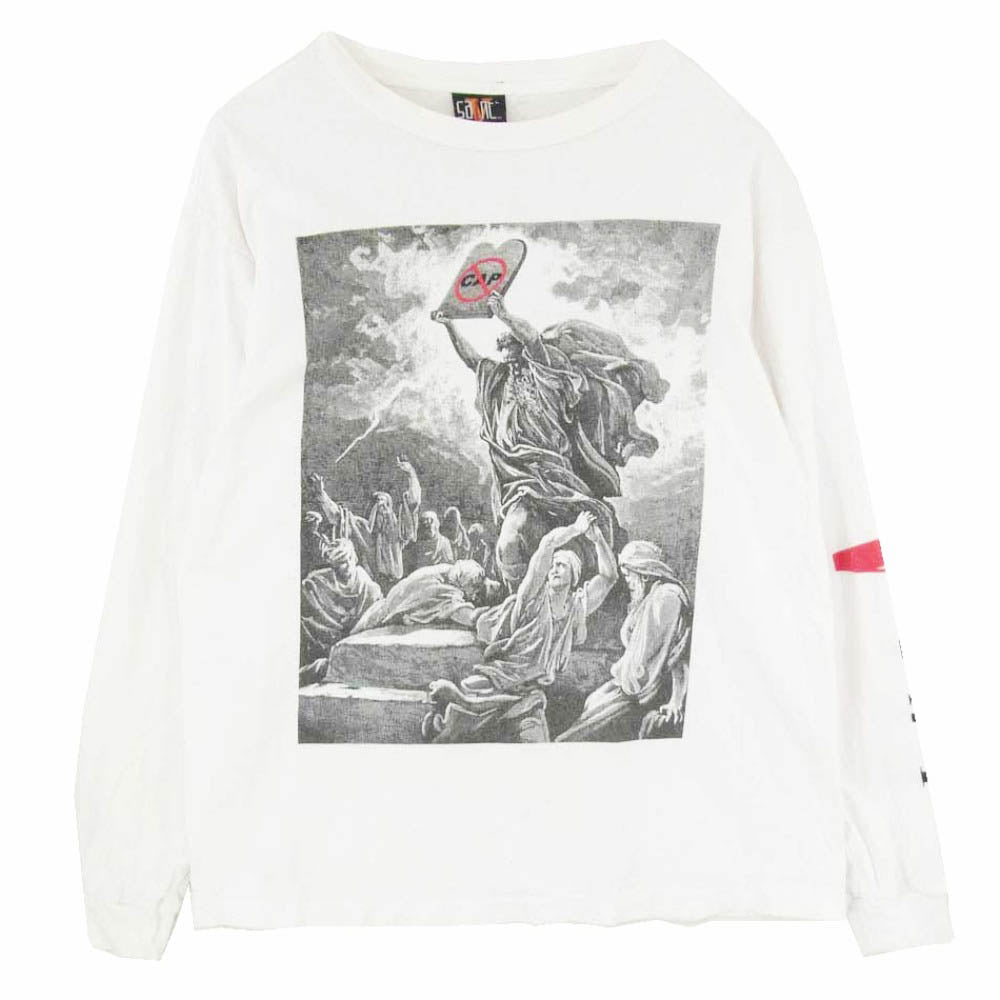 SAINT MICHAEL セントマイケル 22SS SM-S22-0000-069 ×VLONE L/S TEE ヴィーロン 両面プリント クルーネック 長袖Tシャツ カットソー ホワイト系 L【中古】