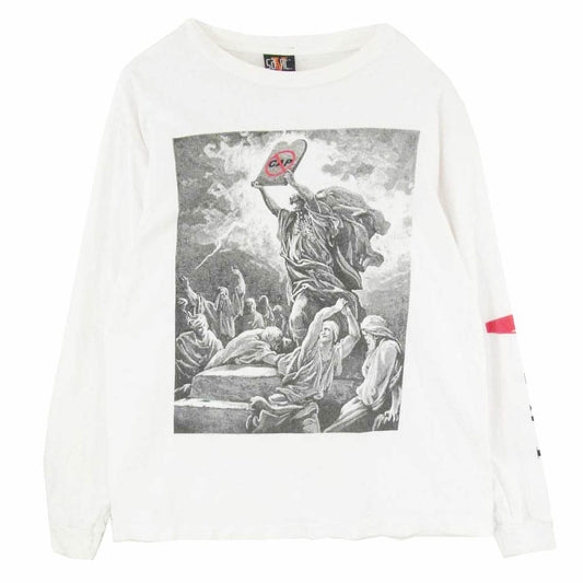 SAINT MICHAEL セントマイケル 22SS SM-S22-0000-069 ×VLONE L/S TEE ヴィーロン 両面プリント クルーネック 長袖Tシャツ カットソー ホワイト系 L【中古】
