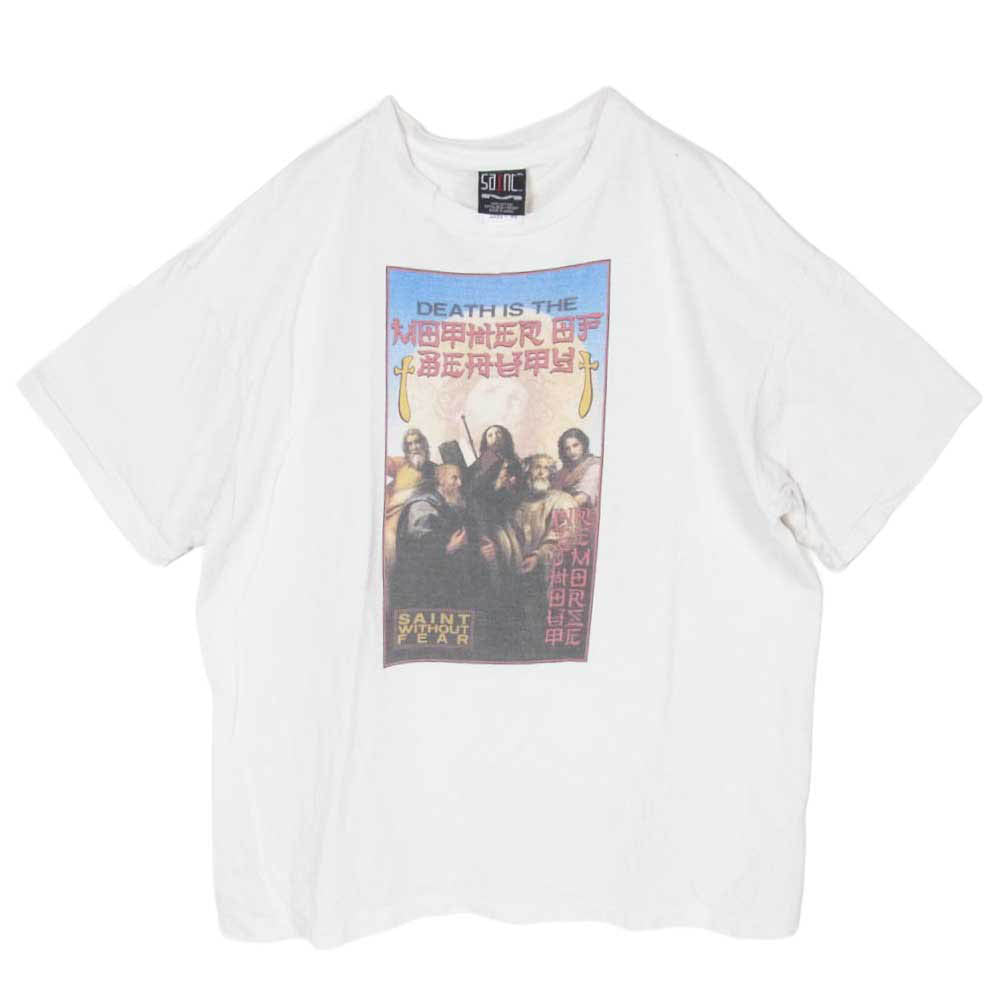 SAINT MICHAEL セントマイケル 23AW SM-A23-0000-C07 RK SS TEE WITH OUT FEAR クルーネック半袖Tシャツ カットソー ホワイト系 XL【中古】