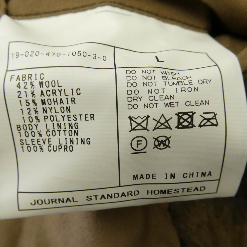 JOURNAL STANDARD ジャーナルスタンダード 19-020-470-1050-3-0 J.S Homestead シャギー チェック コート ライトブラウン系【中古】