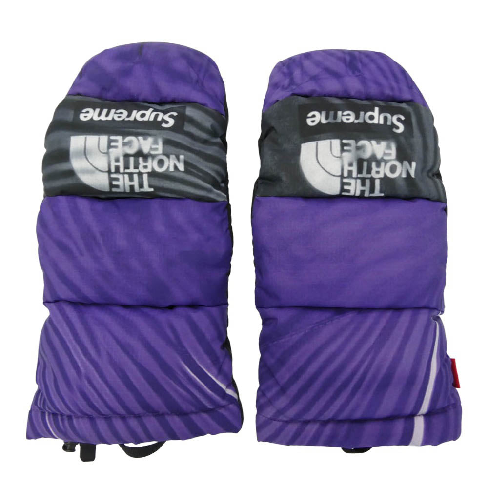 Supreme シュプリーム THE NORTH FACE ノースフェイス 23SS NN02303I × THE NORTH FACE ノースフェイス Trompe Loeil Printed Montana Mitt ロゴプリント 手袋 ミトン グローブ パープル系 ブラック系 L【中古】