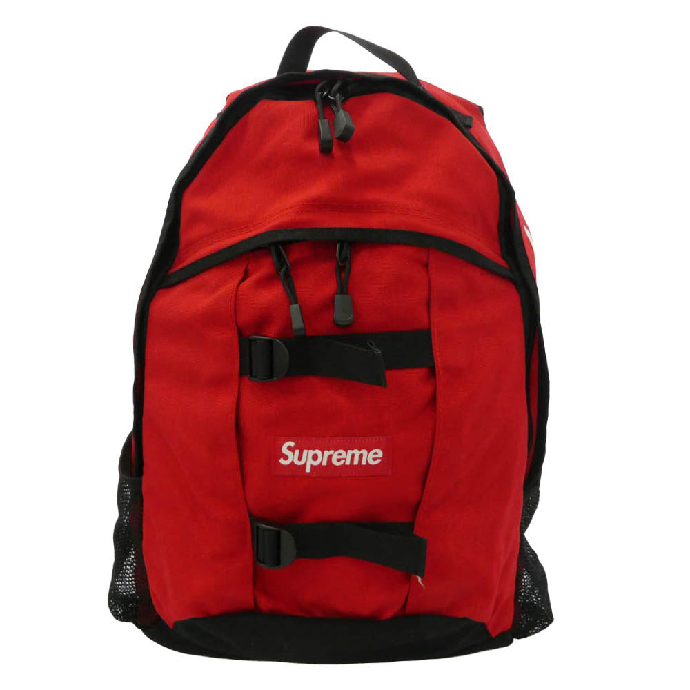 Supreme シュプリーム 14SS Logo Backpack CORDURA サイドロゴ バックパック リュック バッグ レッド系 ブラック系【中古】