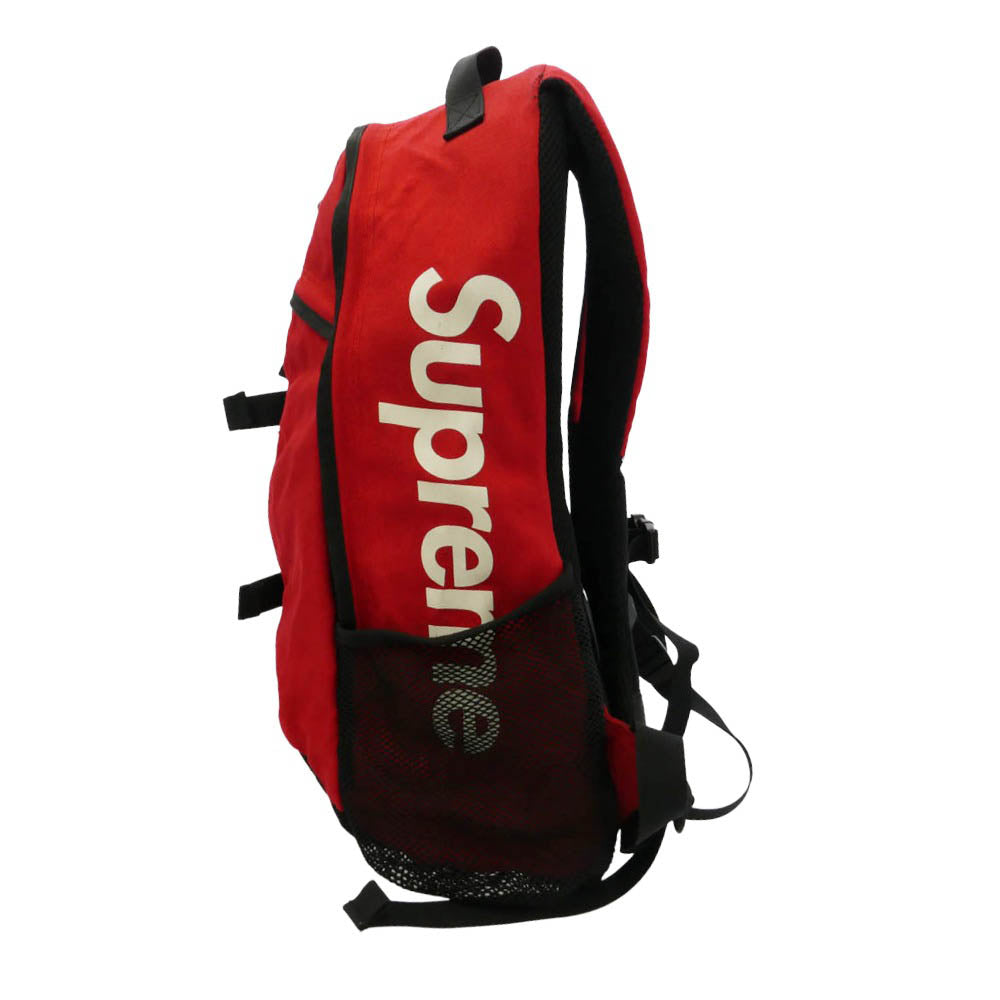 Supreme シュプリーム 14SS Logo Backpack CORDURA サイドロゴ バックパック リュック バッグ レッド系 ブラック系【中古】