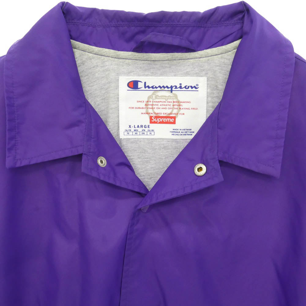 Supreme シュプリーム Champion チャンピオン 24SS × Champion チャンピオン Coaches Jacket バックロゴ ナイロン コーチ ジャケット パープル系 XL【中古】