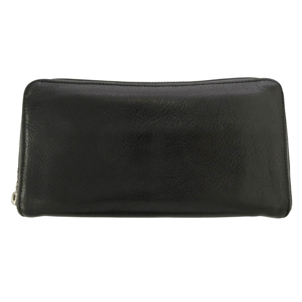 CHROME HEARTS クロムハーツ（原本無） インボイス付属 REC F ZIP プレーン ラウンドジップ レザーウォレット 長財布 ブラック系【中古】