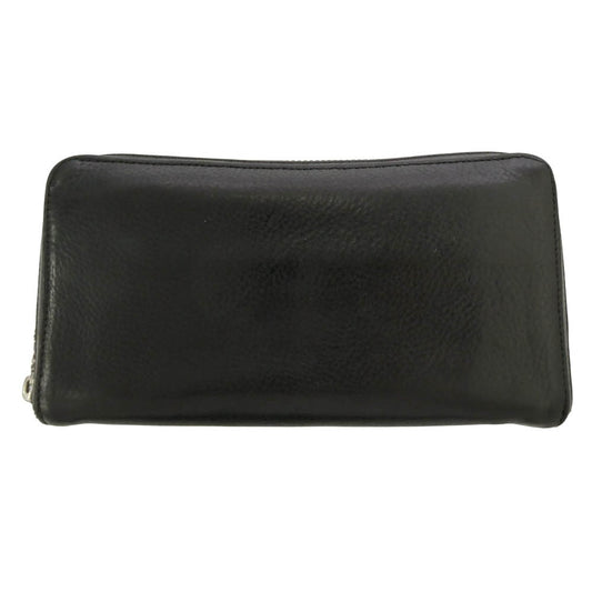 CHROME HEARTS クロムハーツ（原本無） インボイス付属 REC F ZIP プレーン ラウンドジップ レザーウォレット 長財布 ブラック系【中古】