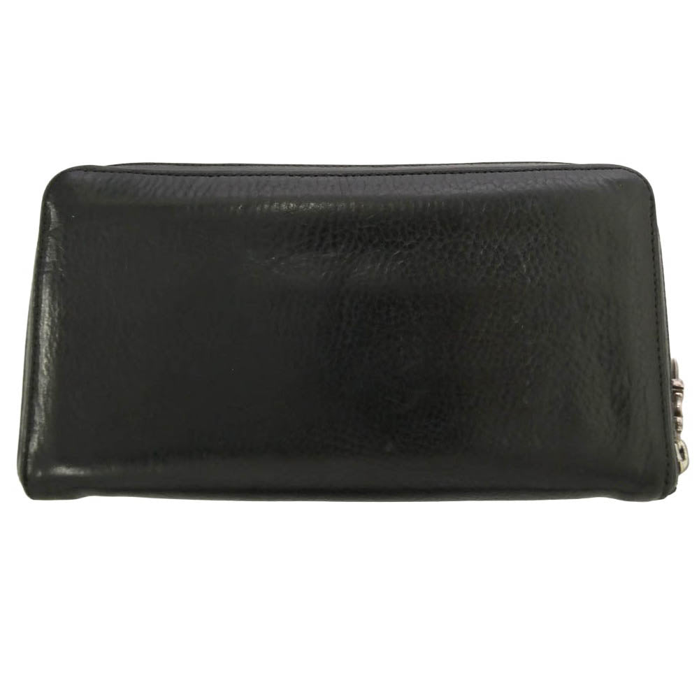 CHROME HEARTS クロムハーツ（原本無） インボイス付属 REC F ZIP プレーン ラウンドジップ レザーウォレット 長財布 ブラック系【中古】