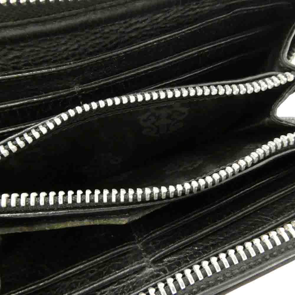 CHROME HEARTS クロムハーツ（原本無） インボイス付属 REC F ZIP プレーン ラウンドジップ レザーウォレット 長財布 ブラック系【中古】