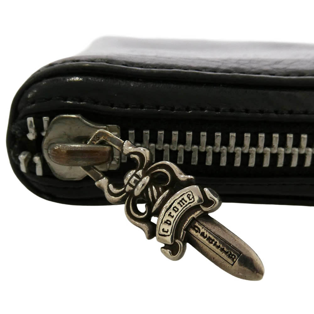 CHROME HEARTS クロムハーツ（原本無） インボイス付属 REC F ZIP プレーン ラウンドジップ レザーウォレット 長財布 ブラック系【中古】