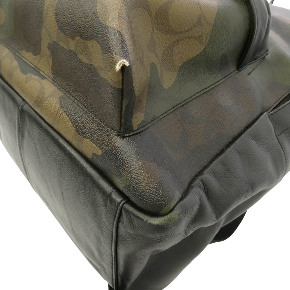 COACH コーチ F59914 シグネチャー カモフラ 迷彩 ロゴ バックパック リュック バッグ ブラック系 ブラウン系 グリーン系【中古】