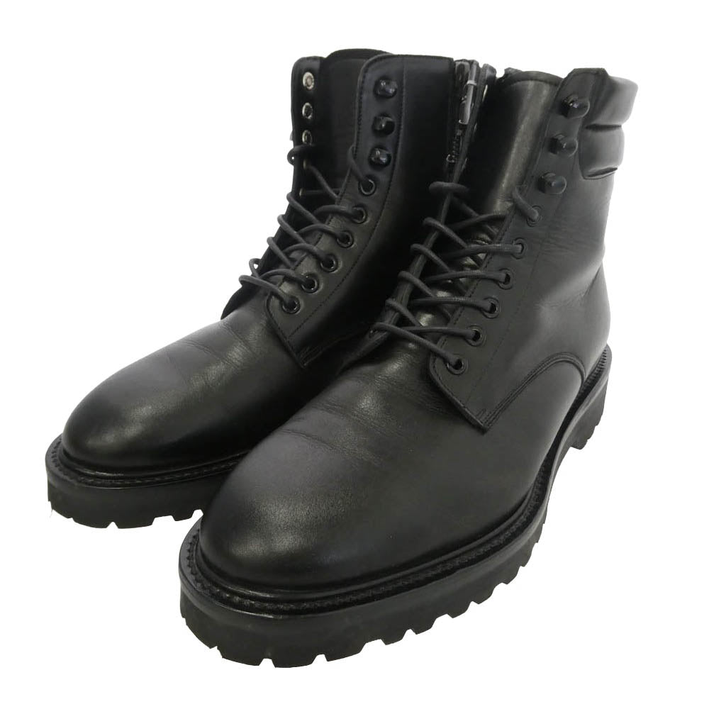 ダブルエイチ WHS-0740 サイドジップ コンバット レザー ブーツ ブラック系 8.5【中古】