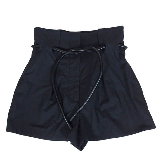 3.1 フィリップリム E2015351CNS Origami-Pleated Short オリガミ プリーツ レザーベルト ショーツ ショートパンツ ブラック系【中古】
