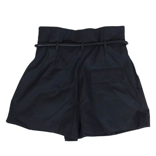 3.1 フィリップリム E2015351CNS Origami-Pleated Short オリガミ プリーツ レザーベルト ショーツ ショートパンツ ブラック系【中古】