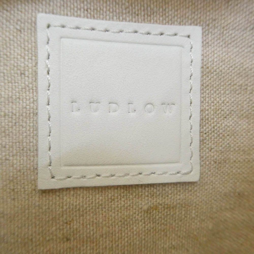LUDLOW ラドロー Scalloped leather trimmed raffia tote スカラップ レザー ラフィア トリム トート バッグ イニシャル刺繍入り ライトブラウン系 ホワイト系【中古】