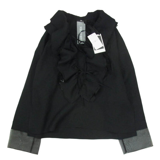 ミオズモーキー 25AW 252ST002 RUFFLE BLOUSE ラッフル ブラウス ブラック系 38【極上美品】【中古】