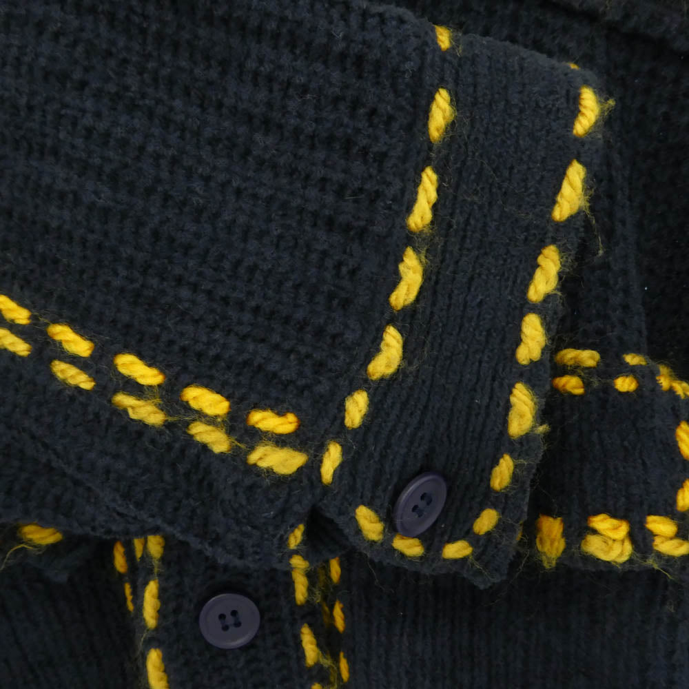 フィンガリン PD-222-KN-011 PG1 KNIT ステッチ ニット カーディガン ジャケット ネイビー系 イエロー系 M【中古】