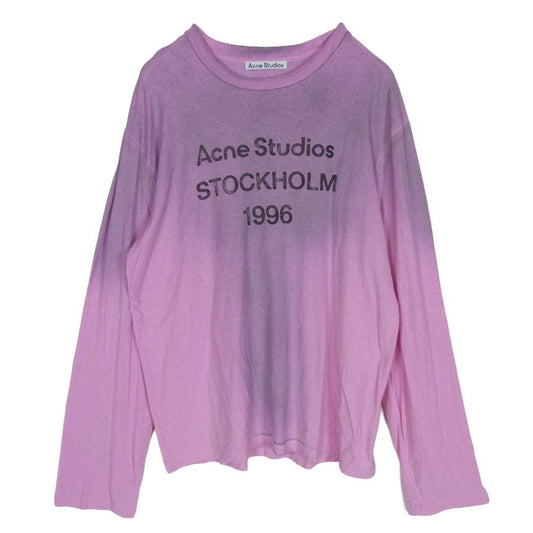 ACNE STUDIOS アクネストゥディオズ FN-UX-TSHI000016 スプレー 加工 1996 ロゴ プリント ロングスリーブ Tシャツ 長袖 カットソー ピンク系 M【中古】