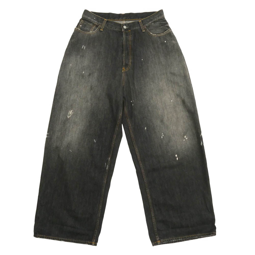 ACNE STUDIOS アクネストゥディオズ C00103 Relaxed Fit Jeans 2023 ペイント加工 リラックスフィット ジーンズ ブラック デニム パンツ レザーポケット ブラック系 L【中古】
