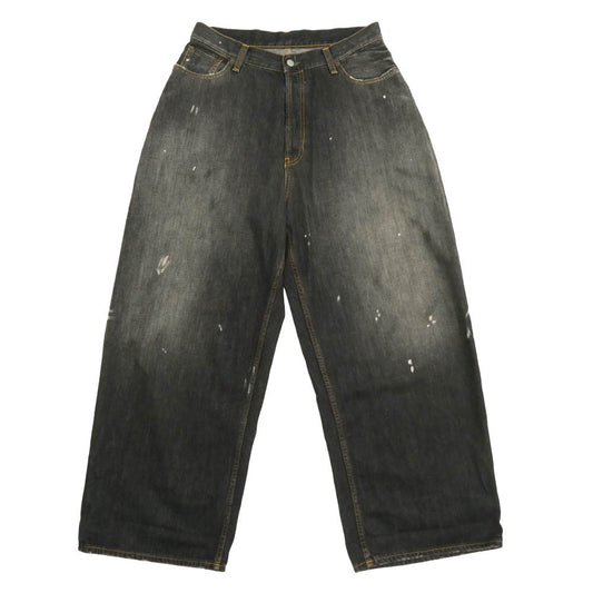 ACNE STUDIOS アクネストゥディオズ C00103 Relaxed Fit Jeans 2023 ペイント加工 リラックスフィット ジーンズ ブラック デニム パンツ レザーポケット ブラック系 L【中古】
