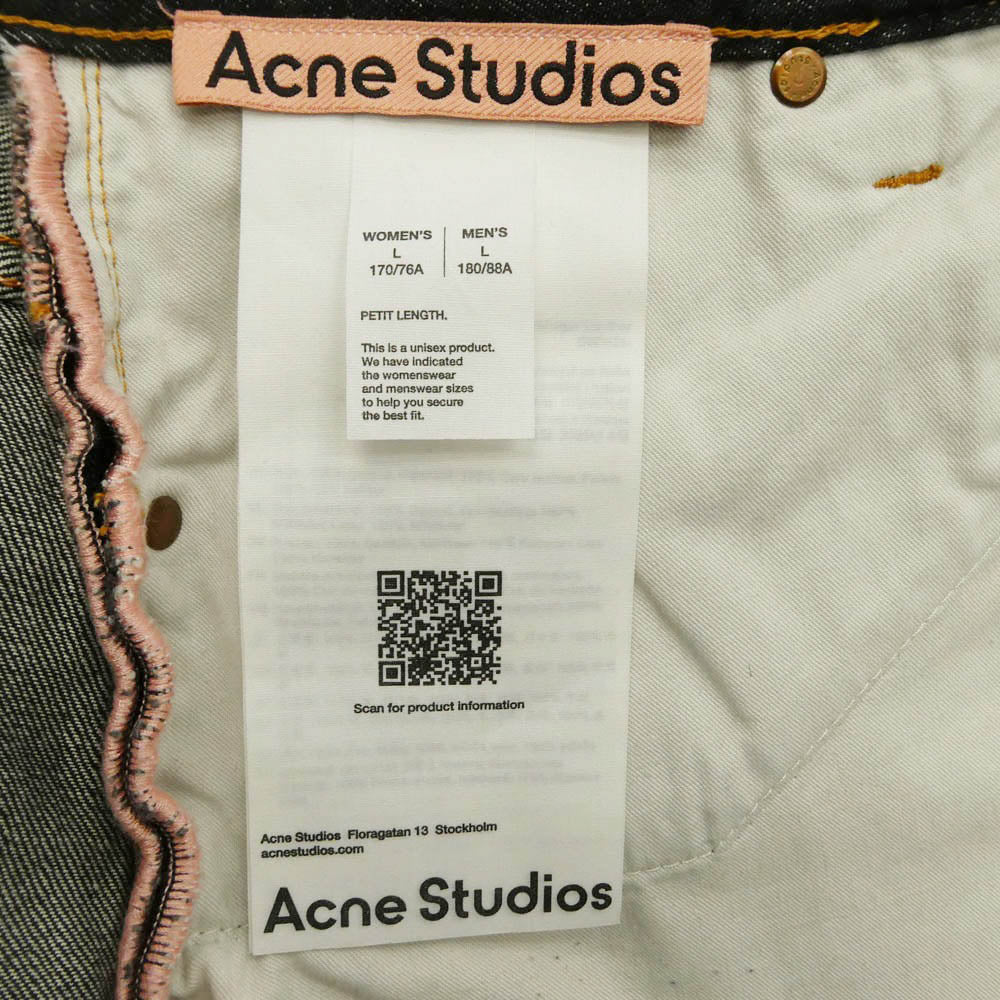 ACNE STUDIOS アクネストゥディオズ C00103 Relaxed Fit Jeans 2023 ペイント加工 リラックスフィット ジーンズ ブラック デニム パンツ レザーポケット ブラック系 L【中古】