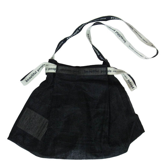 beautiful people ビューティフルピープル 1145611939 ロゴ テープ ポリエステル ショルダーバッグ ブラック系【美品】【中古】