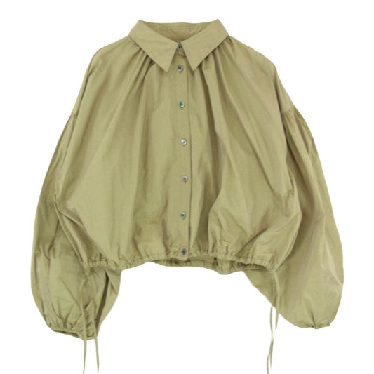 ダイアグラム 24AW 03243 41154-00 タフタ ギャザー 長袖 シャツ ブラウス ベージュ系 36【美品】【中古】
